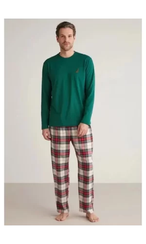 Nautıca M630 Erkek Uzun Kollu Ekoseli Pijama Takımı