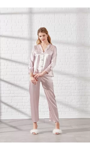 Pierre Cardin 6625 Kısa Gecelikli 6lı İpek Set