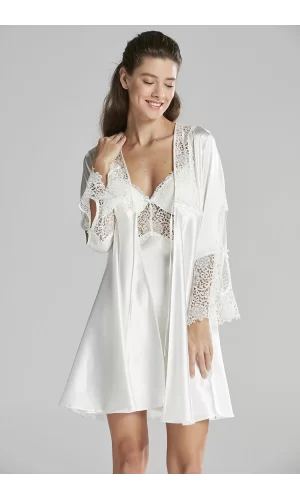 Pierre Cardin 6625 Kısa Gecelikli 6lı İpek Set