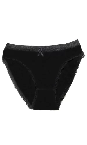 Şahinler Kadın İçin Dantel Kenarlı Siyah Renk Bikini Külot B223