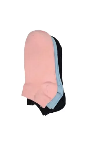 Srfn Kadın Patik Çorap 3 Lü Düz Renkli