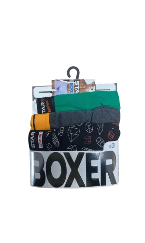 Star 105 Desenli Jakar Erkek  3lü Kemer Boxer