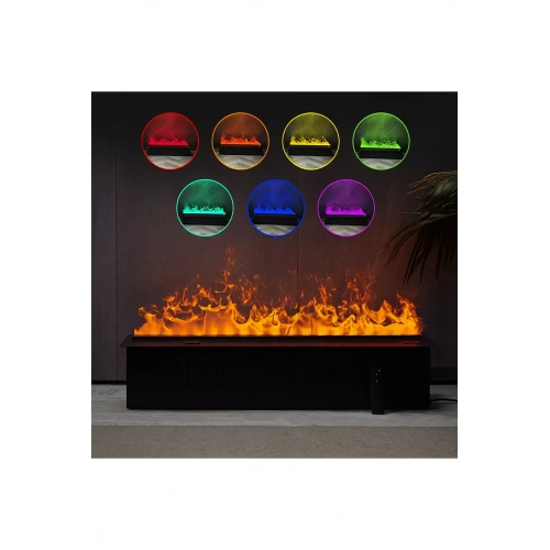 100 cm 3D Buharlı Elektrikli Şömine – Tek Tes, 7 Renk Seçenekli, Alev Sesli, Wifili