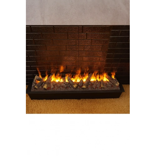 100 cm 3D Su Buharlı Odun Görünümlü Elektrikli Şömine – 7 Renkli, Alev Sesli, Wi-Fi Özellikli