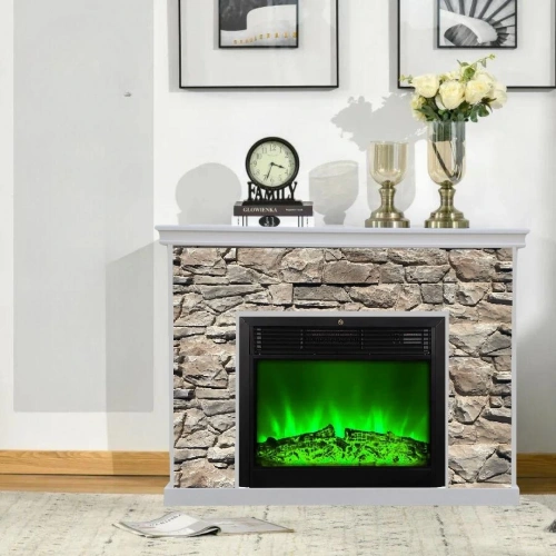 130 CM MDF 3D POLİÜRETAN TAŞLI ŞÖMİNE 8 RENKLİ ALEV SESLİ WİFİLİ