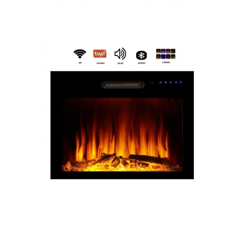 Dekoratif 70 Cm 8 Renkli, Alev Sesli, Bluetoothlu, Wifili Elektrikli Şömine Isıtıcı