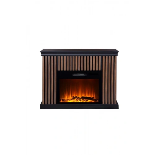 Dekoratif Kahve Kasalı 118 Cm 8 Renkli Elektrikli Şömine Isıtıcı Bluetooth, Alev Sesi, Wifi