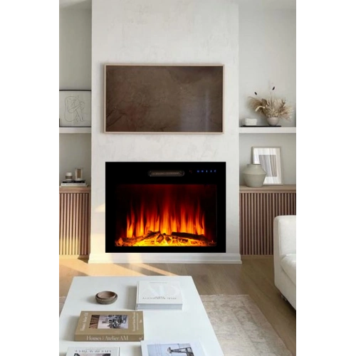 Dekoratif 70 Cm Şömine Renkli, Alev Sesli, Bluetoothlu, Wifili Elektrikli Isıtıcı