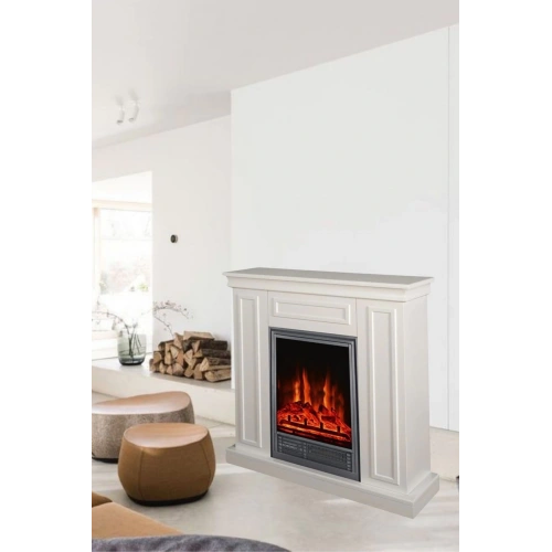 Dekoratif Elektrikli Şömine Beyaz Kasa, 90 Cm, 8 Renkli,bluetoothlu, Alev Sesi Efektli