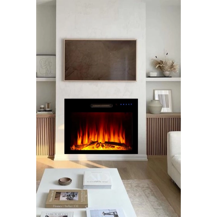 Dekoratif 70 Cm Şömine Renkli, Alev Sesli, Bluetoothlu, Wifili Elektrikli Isıtıcı