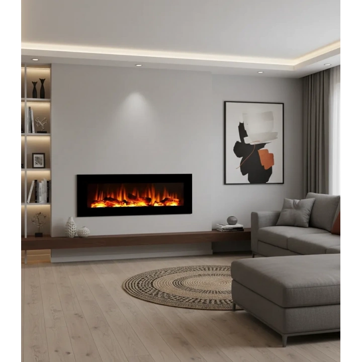 TEK TES 127CM ISITMASIZ TEK RENKLİ BLUETOOHLU ŞÖMİNE