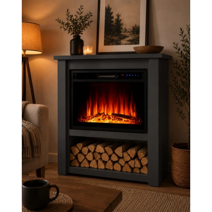 TEK TES 90X34 CM ANTRASİT KASALI ELEKTRİKLİ ŞÖMİNE