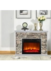 130 CM MDF 3D POLİÜRETAN TAŞLI ŞÖMİNE 8 RENKLİ ALEV SESLİ WİFİLİ