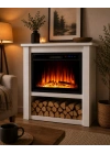 TEK TES 90X34 CM BEYAZ KASALI ELEKTRİKLİ ŞÖMİNE