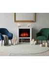 TEK TES 90X34 CM BEYAZ KASALI ELEKTRİKLİ ŞÖMİNE