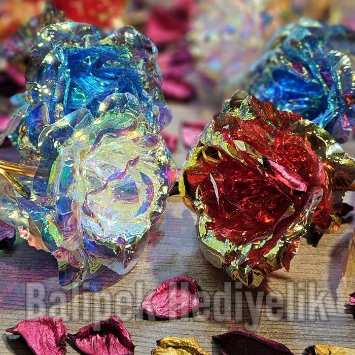 Renkli Sonsuzluk Gülleri - Yapay Solmayan Gül