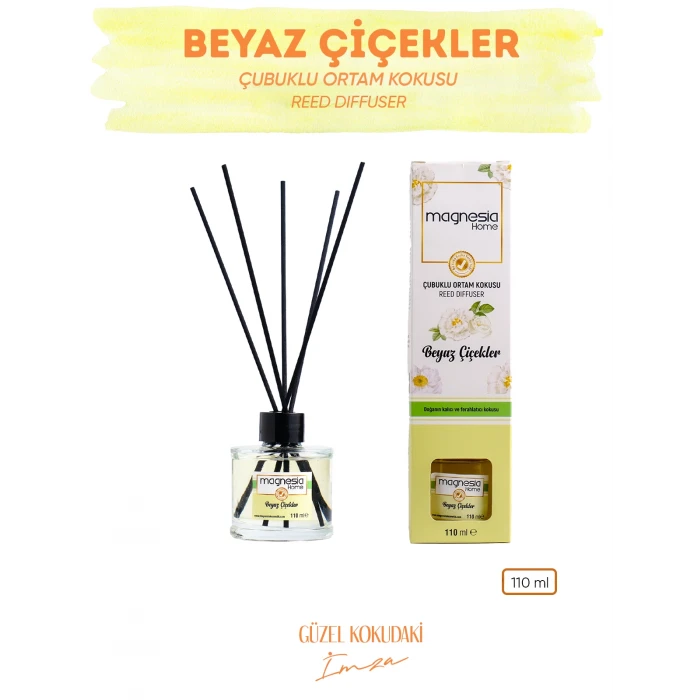 Magnesia Beyaz Çiçekler Çubuklu Oda Kokusu 110 ml