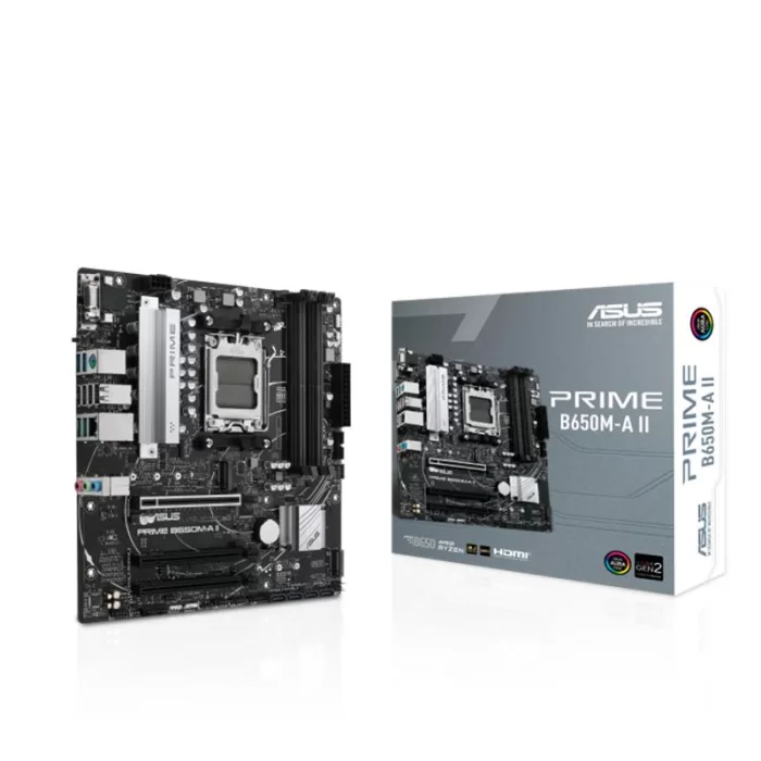 ASUS PRIME B650M-A II DDR5 6400MHZ 1XVGA 1XHDMI 1XDP 2XM.2 USM 3.2 MATX AM5 ( AMD AM5 7000 SERİSİ İLE UYUMLU )
