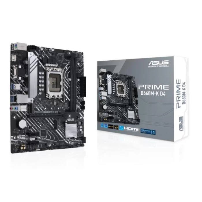 ASUS PRIME B660M-K D4 DDR4 5333MHZ 1XVGA 1XHDMI 2XM.2 USB 3.2 MATX 1700P (12. VE 13.NESİL İŞLEMCİ UYUMLU)