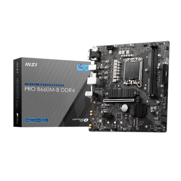 MSI PRO B660M-B DDR4 4600MHZ 1XVGA 1XHDMI 1XM.2 USB 3.2 MATX 1700P (12. VE 13.NESİL İŞLEMCİ UYUMLU)