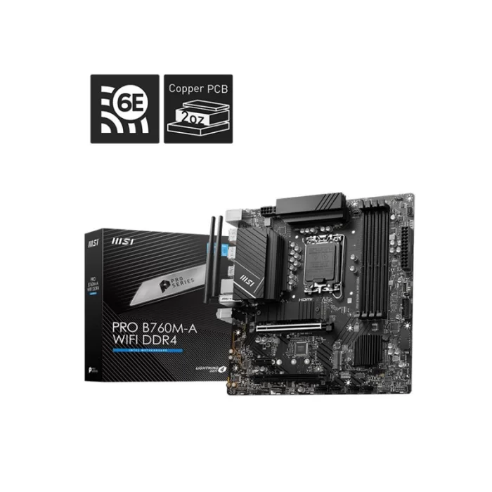 MSI PRO B760M-A WIFI DDR4 5333MHZ 2XHDMI 2XDP 2XM.2 USB 3.2 MATX 1700P (13. VE 12.NESİL İŞLEMCİ UYUMLU)