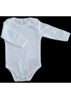 Bebek Basic Pamuk Penye Bisiklet Yaka 5 Li uzun kol Body Zıbın + Hediye Bebek Mama Önlüğü
