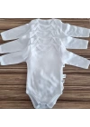Bebek Basic Pamuk Penye Bisiklet Yaka 5 Li uzun kol Body Zıbın + Hediye Bebek Mama Önlüğü