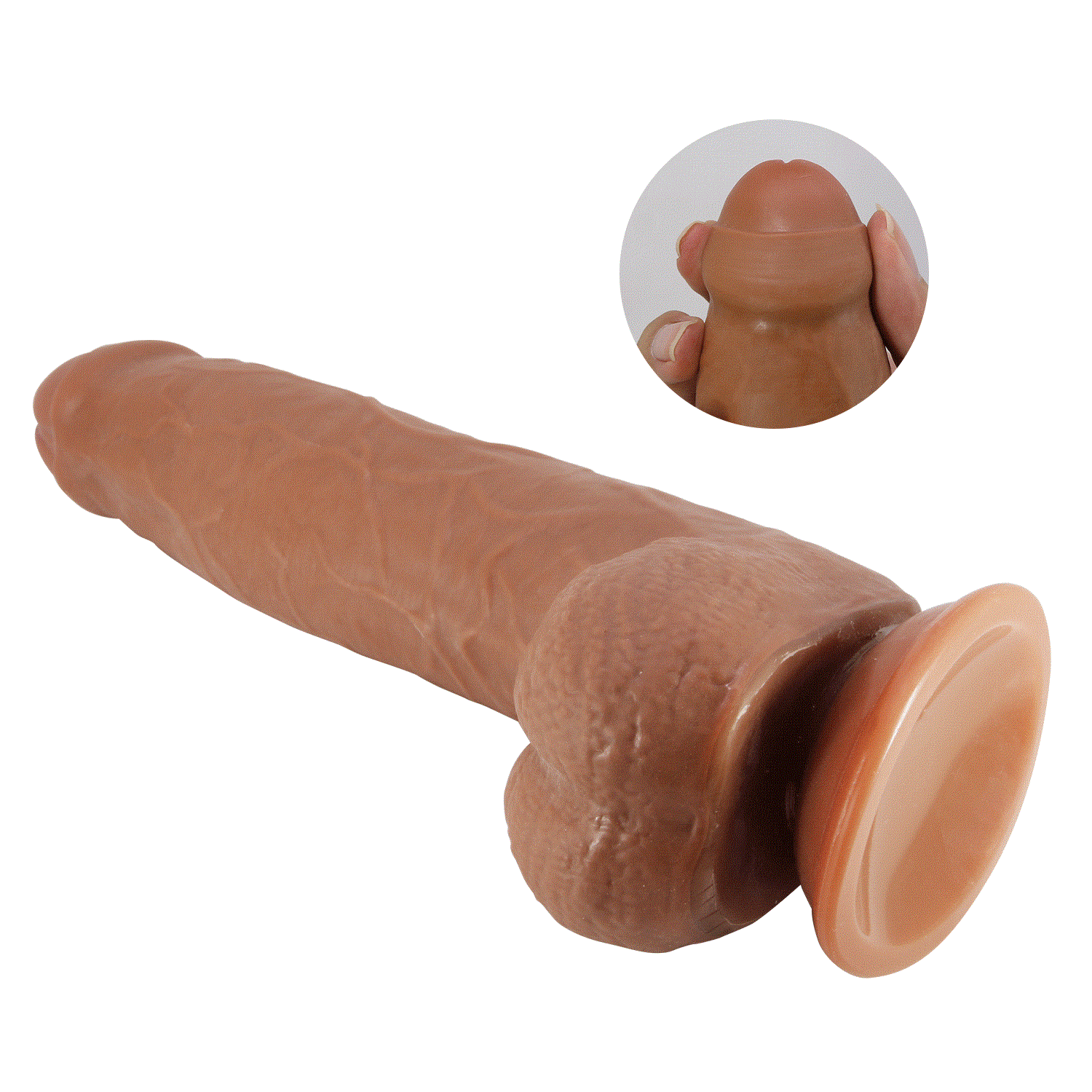 Wossi Belden Bağlamalı 23,3 cm Yeni Nesil Çift Katmanlı Realistik Vantuzlu Dildo Penis - Draco