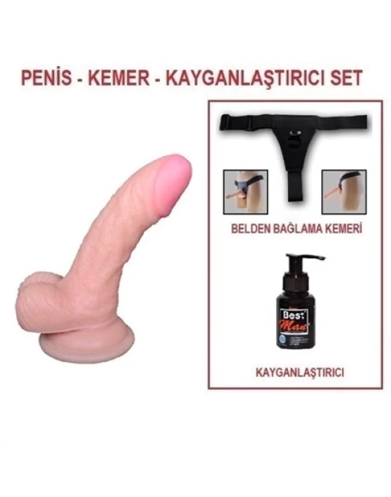 13 cm Belden Bağlamalı Realistik Dildo Penis Set