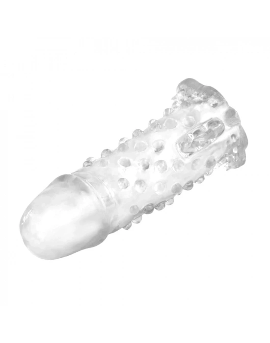 13,5 cm Klitoral Uyarıcılı Tırtıklı Penis Kılıfı
