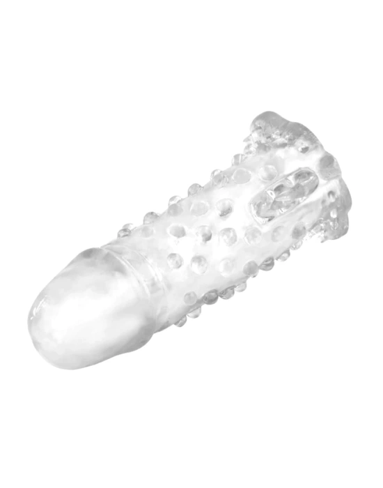 Wossi 13,5 cm Klitoral Uyarıcılı Tırtıklı Penis Kılıfı