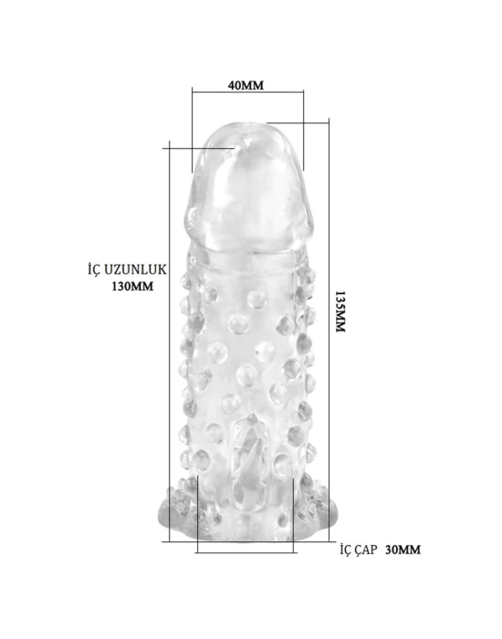 Wossi 13,5 cm Klitoral Uyarıcılı Tırtıklı Penis Kılıfı