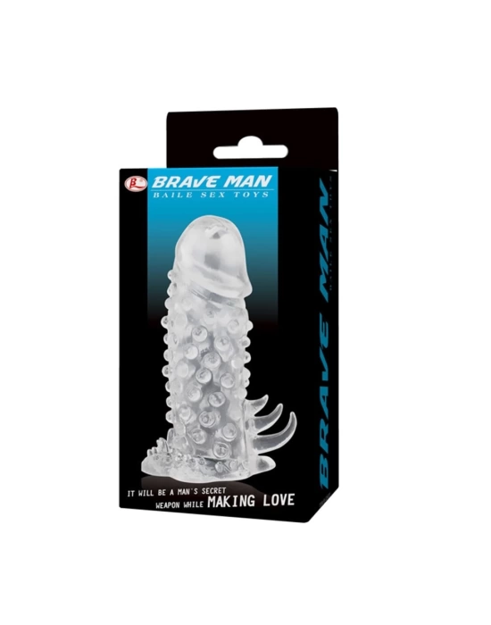 13,5 cm Klitoral Uyarıcılı Tırtıklı Penis Kılıfı
