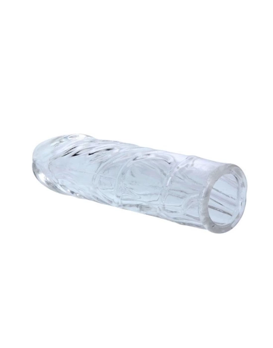 Wossi 14 cm Damarlı Uzatmalı Şeffaf Silikon Penis Kılıfı