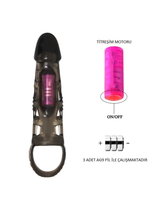 Wossi 14 cm Titreşimli Şeffaf Penis Kılıfı
