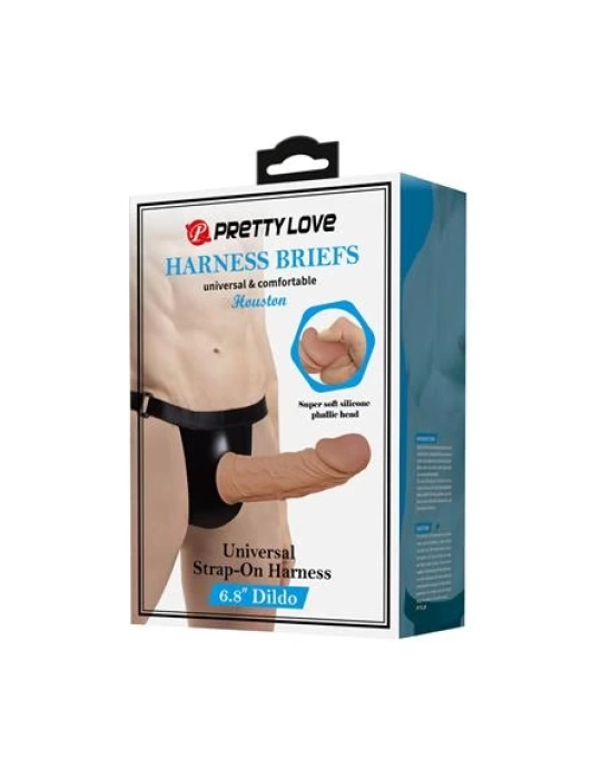 17,5 cm Belden Bağlamalı İçi Boş 7 cm Dolgulu Strapon Penis - Houston