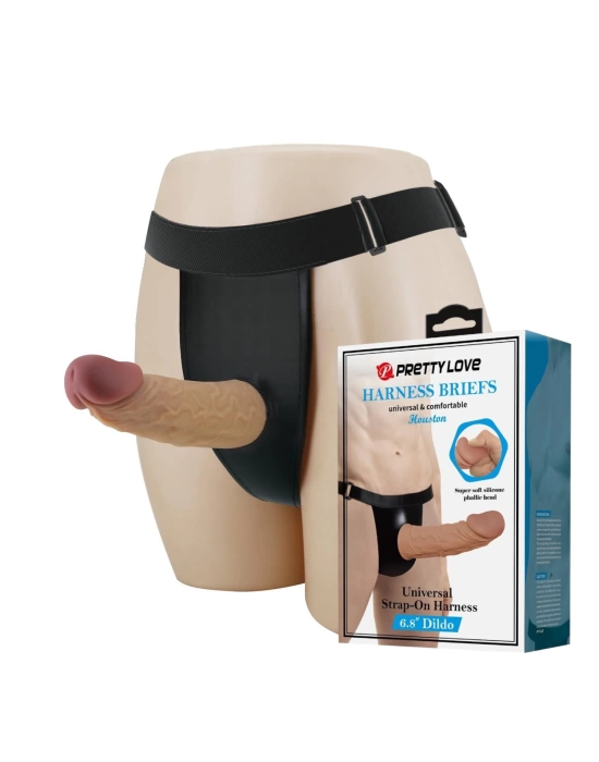 17,5 cm Belden Bağlamalı İçi Boş 7 cm Dolgulu Strapon Penis - Houston