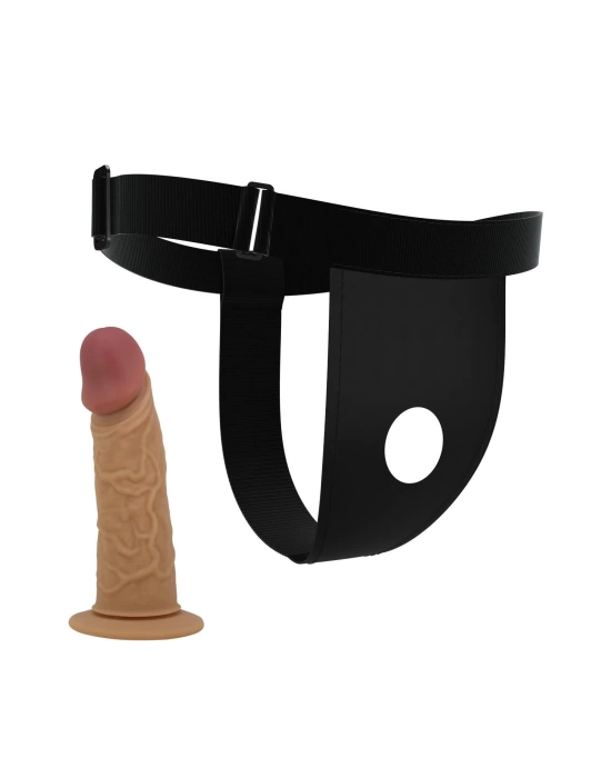 17,5 cm Belden Bağlamalı İçi Boş 7 cm Dolgulu Strapon Penis - Houston