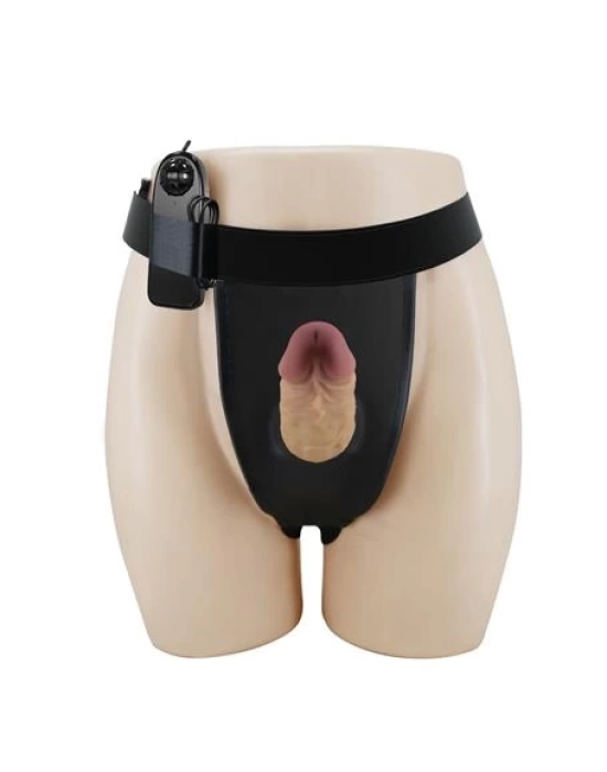 17,5 cm Titreşimli Belden Bağlamalı İçi Boş 7 cm Dolgulu Strapon Penis - Draven