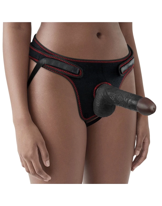 Wossi 18 cm Belden Bağlamalı İçi Dolu Zenci Strapon