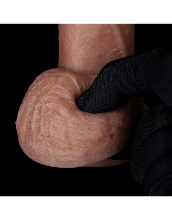 Wossi 18.5 cm Realistik Çift Katmanlı Yeni Nesil Vantuzlu Belden Bağlamalı Melez Dildo Penis