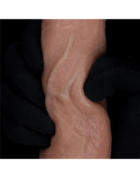 18.5 cm Realistik Çift Katmanlı Yeni Nesil Vantuzlu Belden Bağlamalı Melez Dildo Penis
