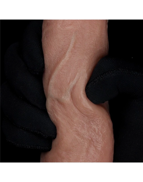 Wossi 18.5 cm Realistik Çift Katmanlı Yeni Nesil Vantuzlu Melez Dildo Penis