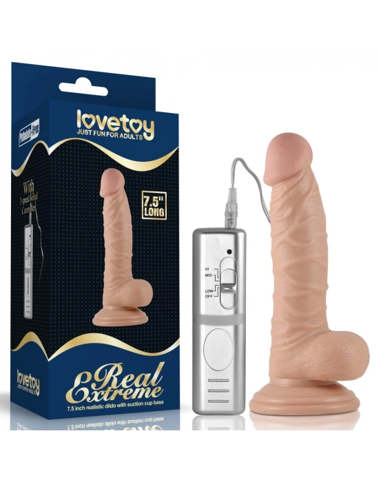19 cm Realistik Titreşimli Vantuzlu Anal Vajinal Dildo Penis