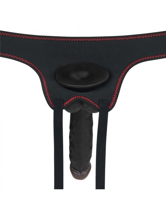20 cm Belden Bağlamalı İçi Dolu Zenci Strapon Dildo