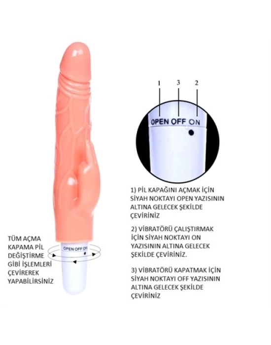 20 cm Klitoris Uyarıcılı Titreşimli Vibratör Dildo Penis