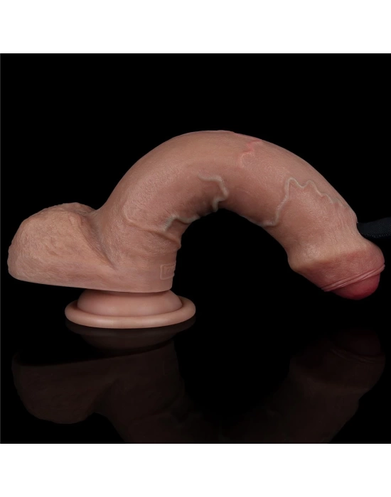 Wossi 20.5 cm Realistik Çift Katmanlı Yeni Nesil Vantuzlu Belden Bağlamalı Melez Dildo Penis