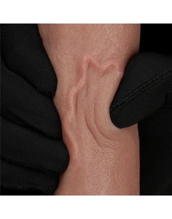 Wossi 20.5 cm Realistik Çift Katmanlı Yeni Nesil Vantuzlu Belden Bağlamalı Melez Dildo Penis