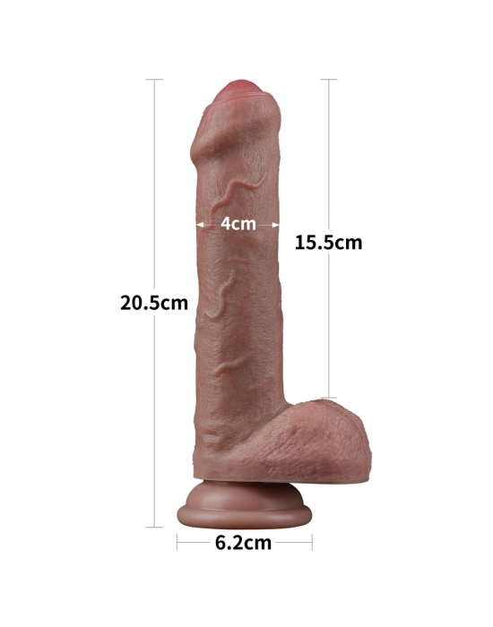 20.5 cm Realistik Çift Katmanlı Yeni Nesil Vantuzlu Belden Bağlamalı Melez Dildo Penis
