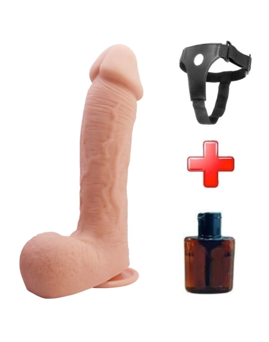 22,2 cm Belden Bağlamalı Realistik Vantuzlu Dildo Penis - Johnson